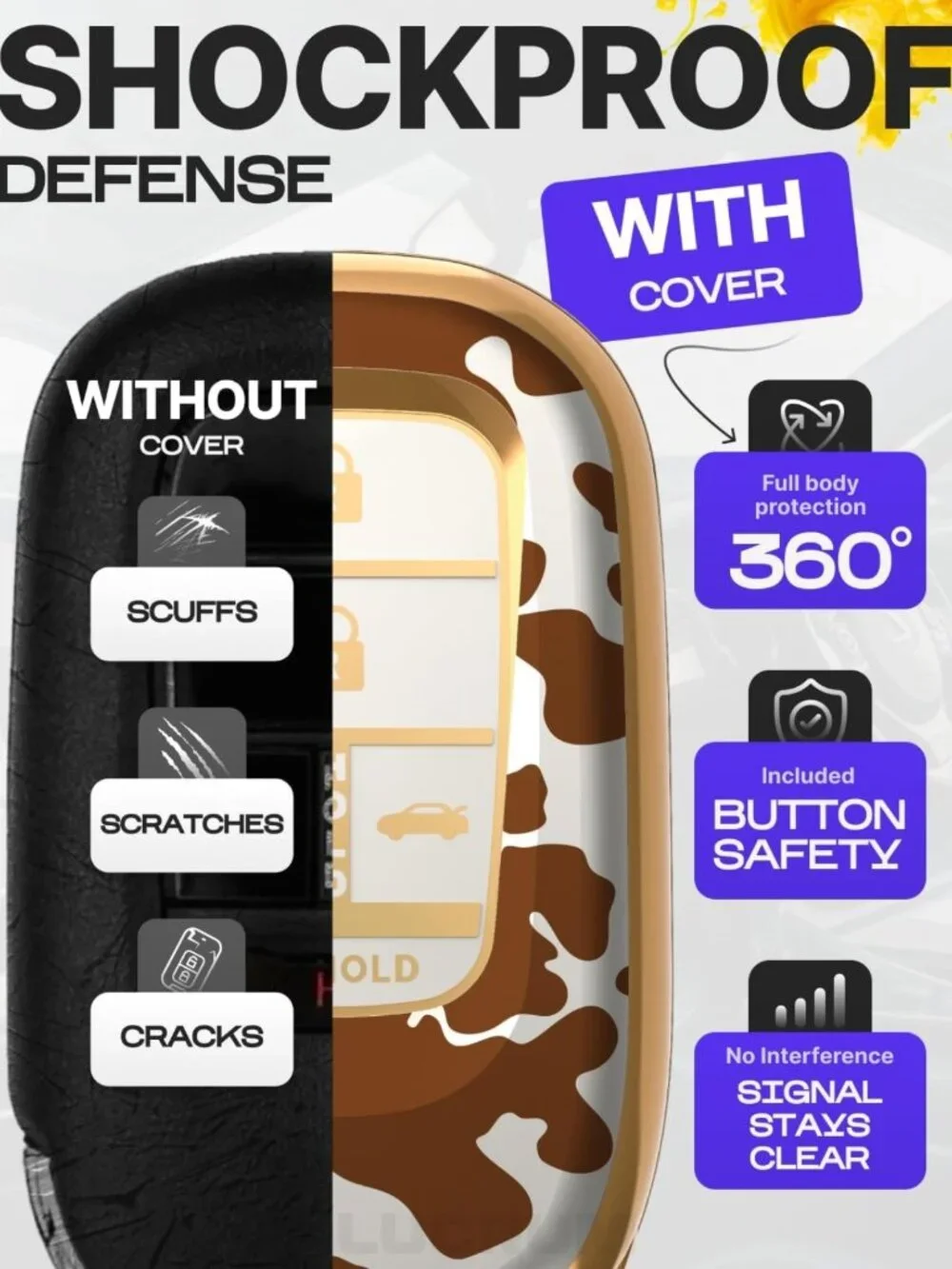Durable Key Fob Cover & Keychain for Honda - Stylish Protection & Easy Access